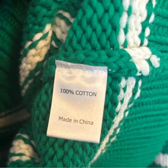 La Ligne x Sakara Mini Marina Striped Cotton Sweater in Kelly Green White, XL - Picture 9 of 11